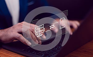 File Transfer Protocol files receiver and computer, transfer data between folder, Backup data, Exchange of file on folder, Send
