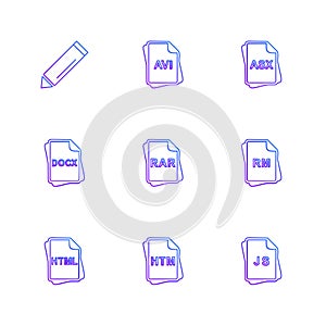 file type , files , documents , eps icons set vector