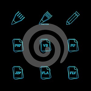 file type , files , documents , eps icons set vector