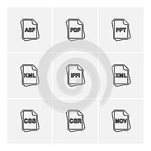 file type , files , documents , eps icons set vector