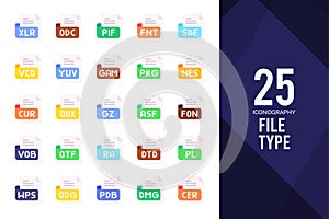 25 File Type Flat icon pack. vector illustration