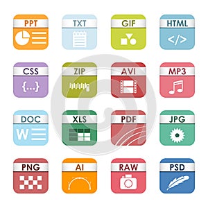 File type icons vector set.