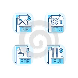 File types blue RGB color icons set