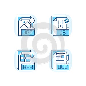 File types blue RGB color icons set