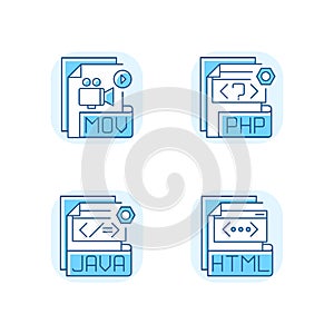 File types blue RGB color icons set