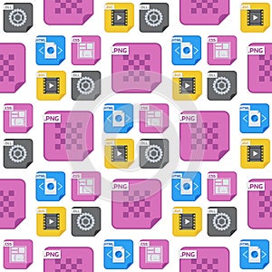 File types and formats seamless pattern background presentation document symbol application software folder vector