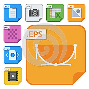 File types vector icons and formats labels file system icons presentation document symbol application software folder