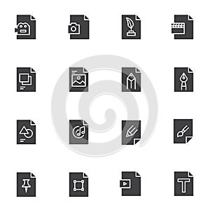 File types vector icons set