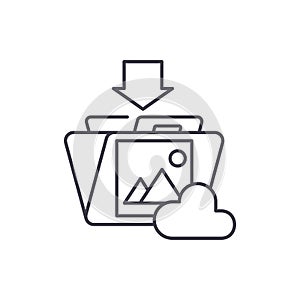 File upload line icon concept. File upload vector linear illustration, symbol, sign