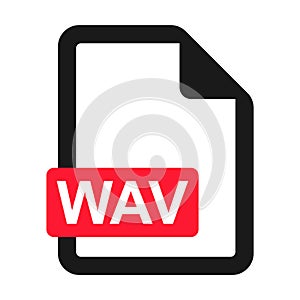File WAV flat icon isolated on white background. WAV format vector illustration