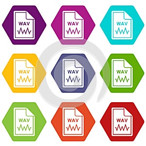 File WAV icon set color hexahedron