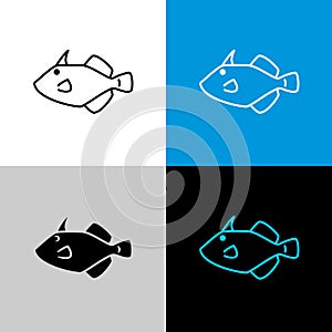 Filefish icon. Line style symbol of filefish.