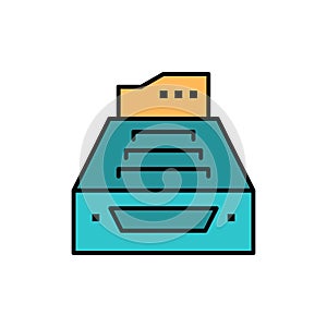 Files, Accounting, Accounts, Data, Database, Inbox, Storage  Flat Color Icon. Vector icon banner Template