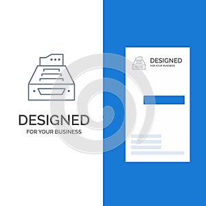 Files, Accounting, Accounts, Data, Database, Inbox, Storage Grey Logo Design and Business Card Template