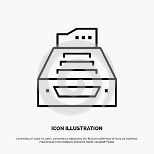 Files, Accounting, Accounts, Data, Database, Inbox, Storage Line Icon Vector