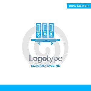 Files, Archive, Data, Database, Documents, Folders, Storage Blue Solid Logo Template. Place for Tagline