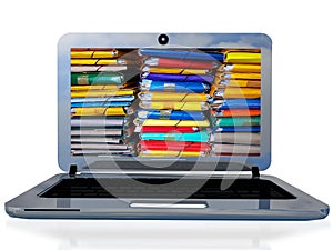 files data on computer laptop screen - 3d rendering