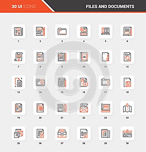 Files and Documents Flat Line Web Icon Concepts