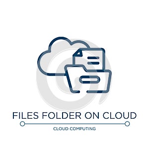 Files folder on cloud icon. Linear vector illustration from cloud computing collection. Outline files folder on cloud icon vector