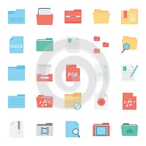 Files and Folder Isolated vector Icons Set Every Folder or files Icons Can be easily Color modified or edited in any style or Col