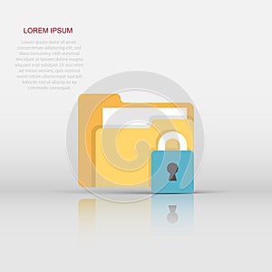 Files folder permission icon in flat style. Document access vector illustration on isolated background. Secret archive sign