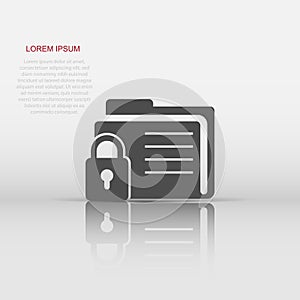 Files folder permission icon in flat style. Document access vector illustration on isolated background. Secret archive sign