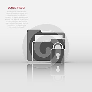 Files folder permission icon in flat style. Document access vector illustration on isolated background. Secret archive sign