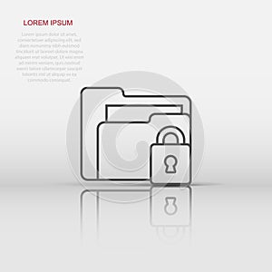 Files folder permission icon in flat style. Document access vector illustration on isolated background. Secret archive sign