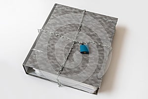 Files locked with chain and padlock - data and privacy security