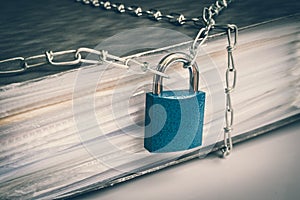 Files locked with chain and padlock - data and privacy security