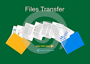 Files transfer illustration. Documents management illustration.