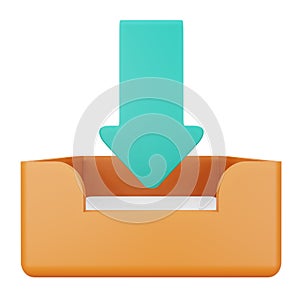 Files tray 3d rendering isometric icon.