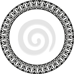 Oriental round frame with floral elements. Floral black round border with vintage pattern. Cdr x6 photo