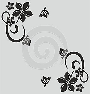 Flower motif and butterfly. Vector cdr x6 Formats photo