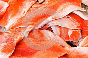 Filet of salmon at fishmarket photo
