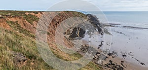 Filey Brigg cliffs and rock pools