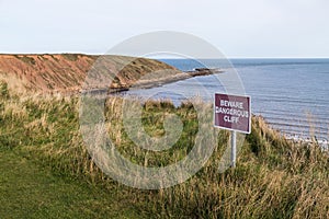 Filey Brigg warning sign