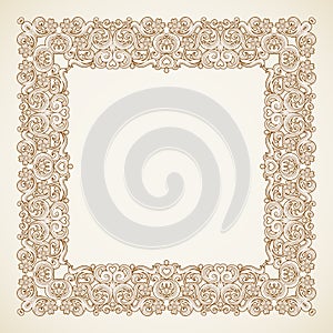 Filigree vector frame in Victorian style.