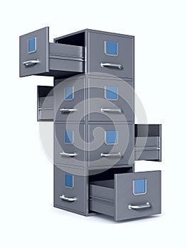 Filing cabinet on white background. Isolated 3D illustration