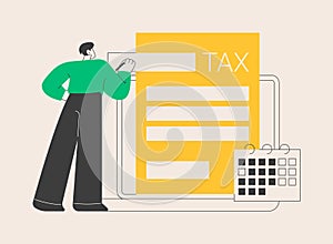 Filing tax return software abstract concept vector illustration.