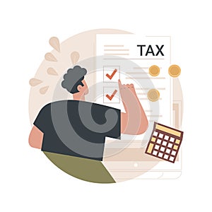 Filing the taxes abstract concept vector illustration.
