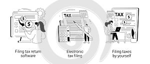 Filing taxes by yourself abstract concept vector illustrations.