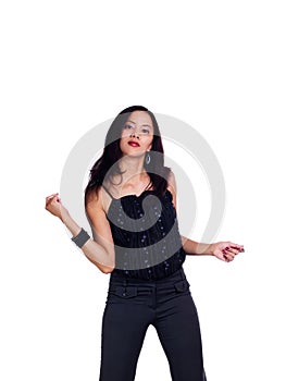 Filipina Hispanic Woman Standing On White Background