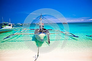 Filipino boat in the turquoise sea, Boracay,