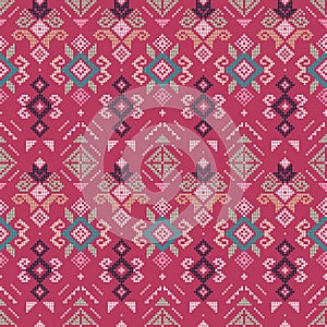 Filipino folk art Yakan weaving inspired vector seamless pattern - geometric ornament perfect for textile or fabric print design o
