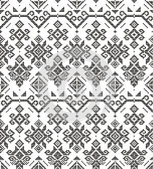 Filipino folk art Yakan weaving inspired vector seamless pattern - geometric textile or fabric print