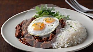 filipino rice dish tapsilog isolated on a ceram ai generated photo