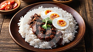 filipino rice dish tapsilog isolated on a woode ai generated photo