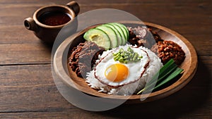 filipino rice dish tapsilog isolated on a woode ai generated photo