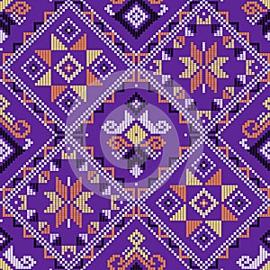 Filipino traditional Yakan tapestry inspired vector seamless pattern - geometric ornament perfect for textile